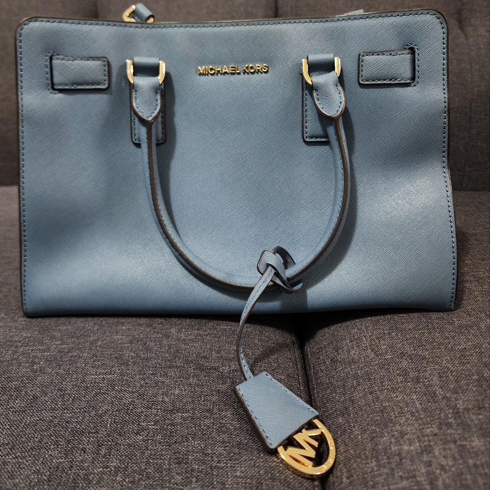 Michael Kors Blue Saffiano Leather Dillon Bag